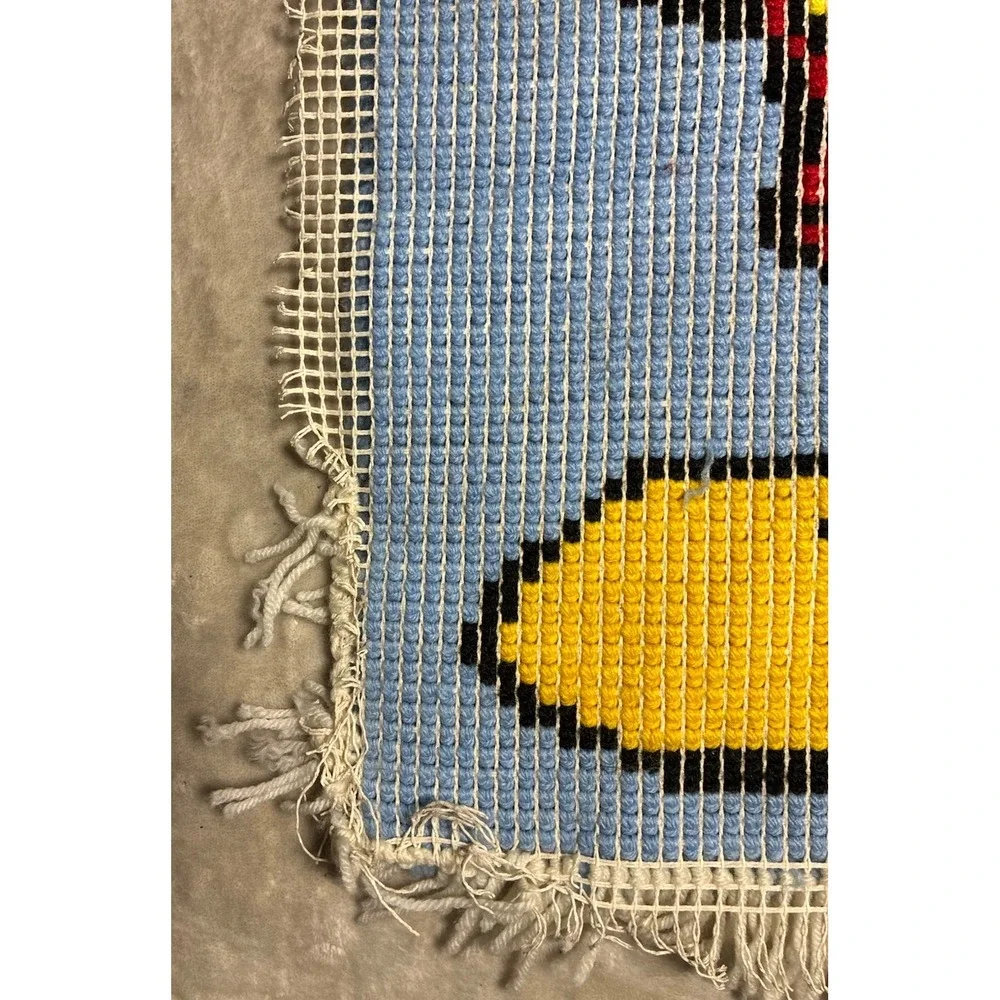 Vintage Latch Hook Rug Mickey Mouse Disney Wall Accent Decor 24x32